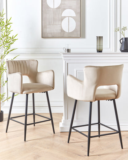 Set mit 2 Barstühlen SANILAC Samtstoff Taupe