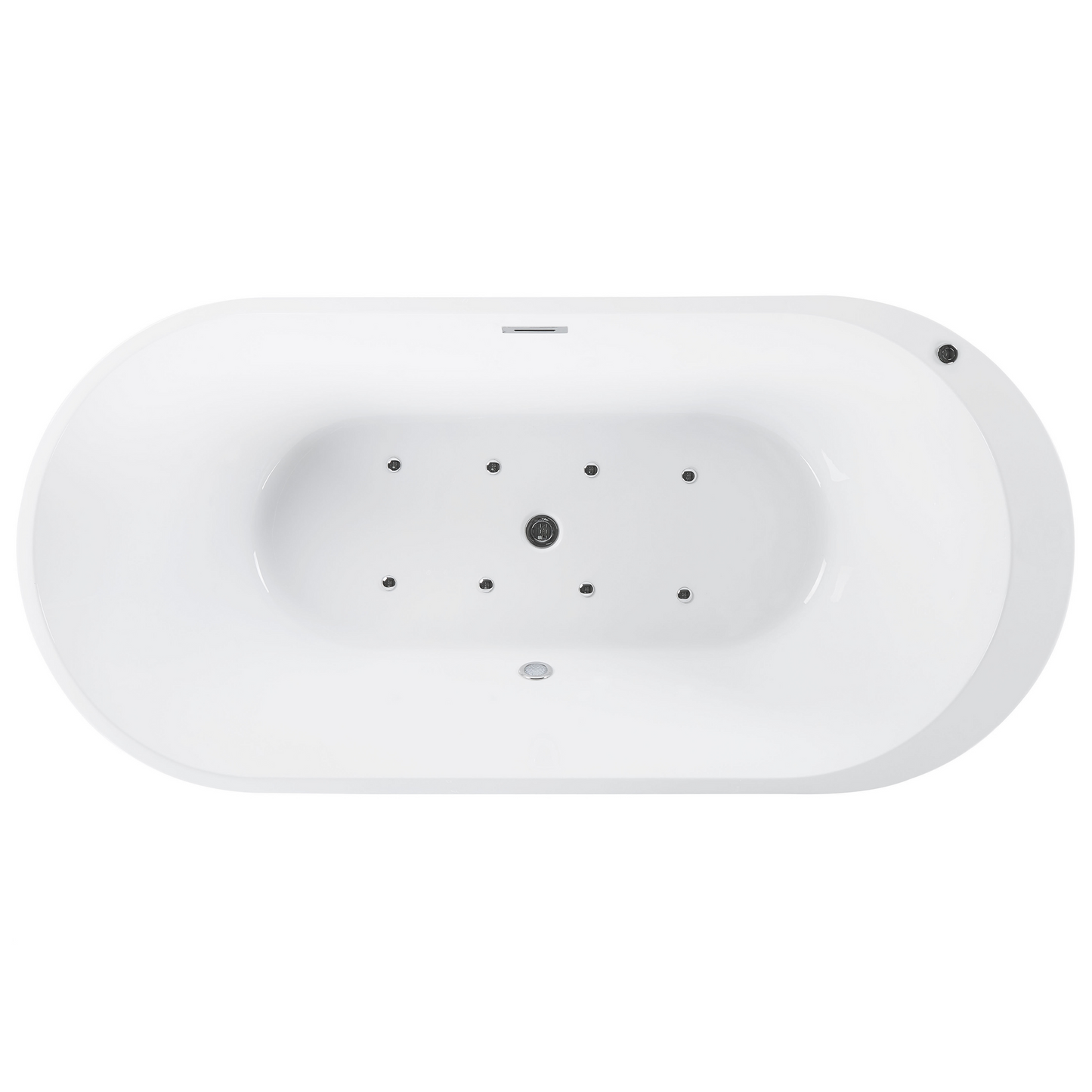 Whirlpool Badewanne freistehend schwarz mit LED 170 x 80 cm NEVIS