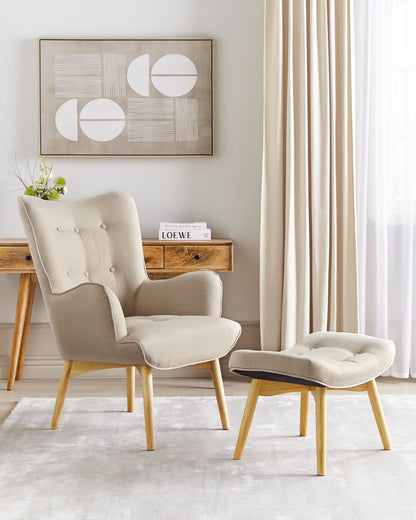 Stuhl mit Fusshocker Beige VEJLE