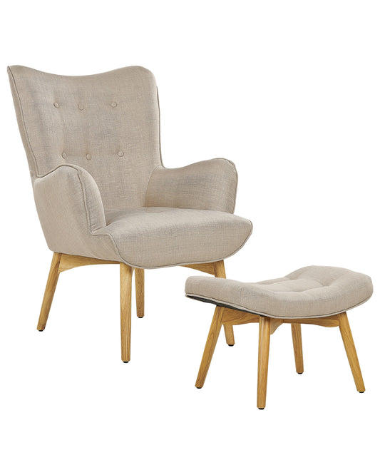 Stuhl mit Fusshocker Beige VEJLE