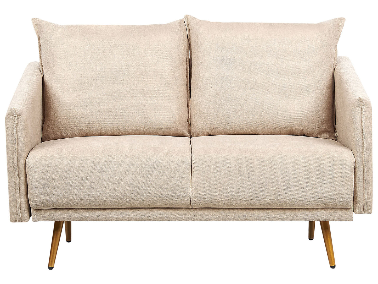 2-Sitzer Sofa Samtstoff beige mit goldenen Beinen MAURA