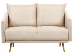 2-Sitzer Sofa Samtstoff beige mit goldenen Beinen MAURA