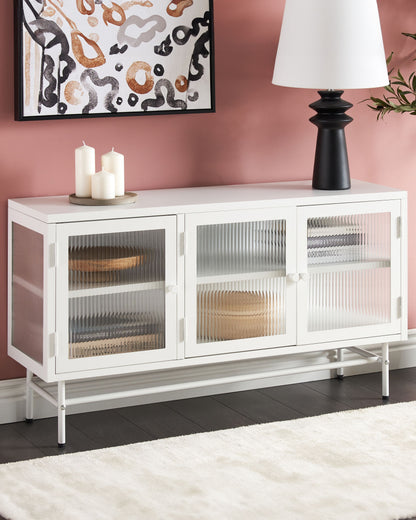 Vitrine mit Glastüren DEVON Metall 115 cm Weiss