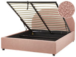 Bett mit Stauraum Bouclé VAUCLUSE 140 x 200 cm Pastellrosa