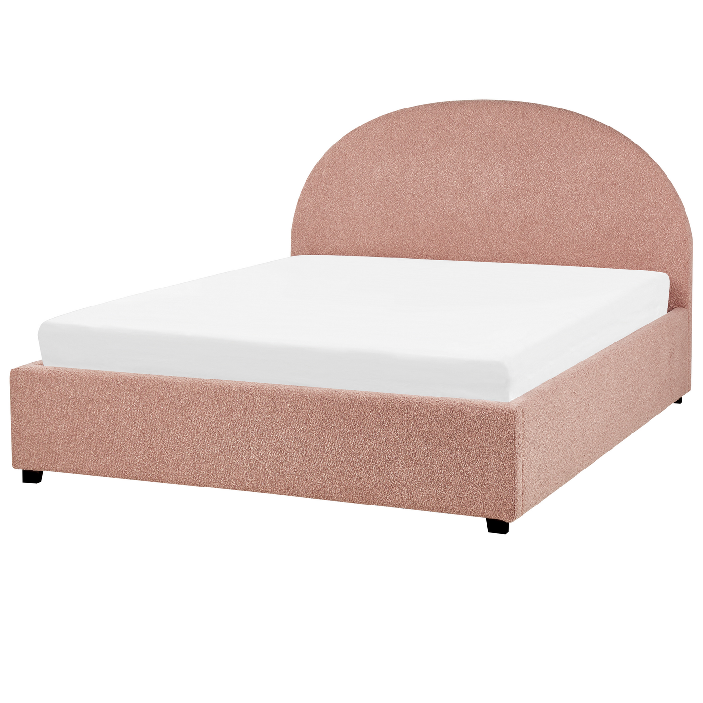 Bett mit Stauraum Bouclé VAUCLUSE 140 x 200 cm Pastellrosa