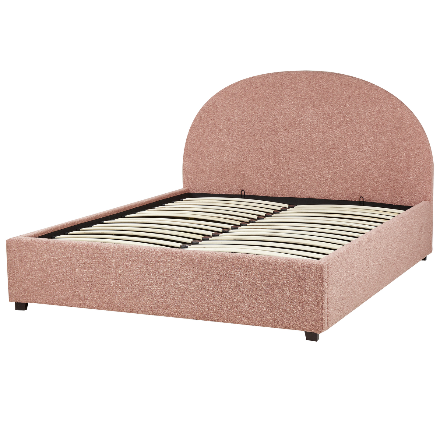 Bett mit Stauraum Bouclé VAUCLUSE 140 x 200 cm Pastellrosa