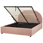 Bett mit Stauraum Bouclé VAUCLUSE 140 x 200 cm Pastellrosa