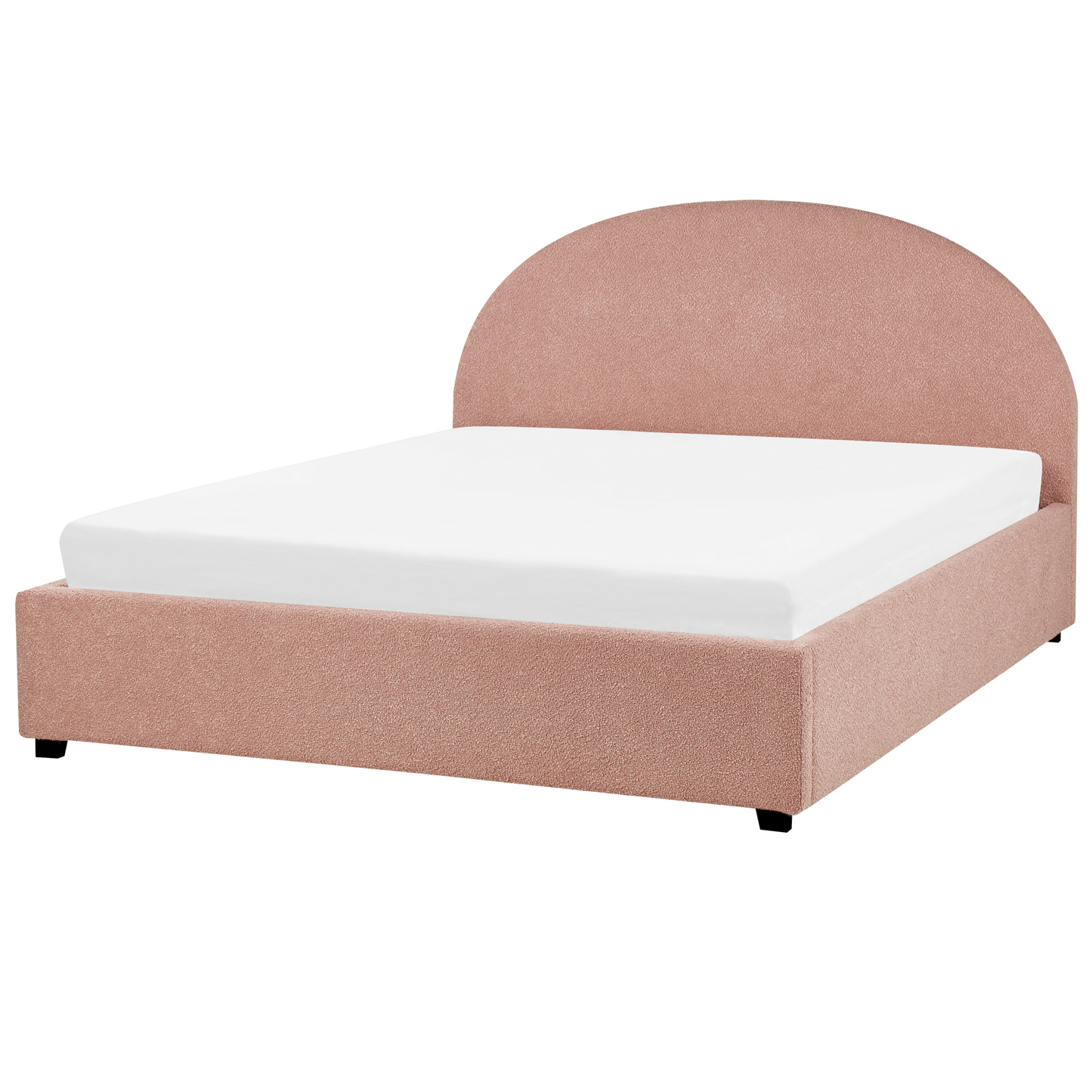 Bett mit Stauraum Bouclé VAUCLUSE 160 x 200 cm Pastellrosa