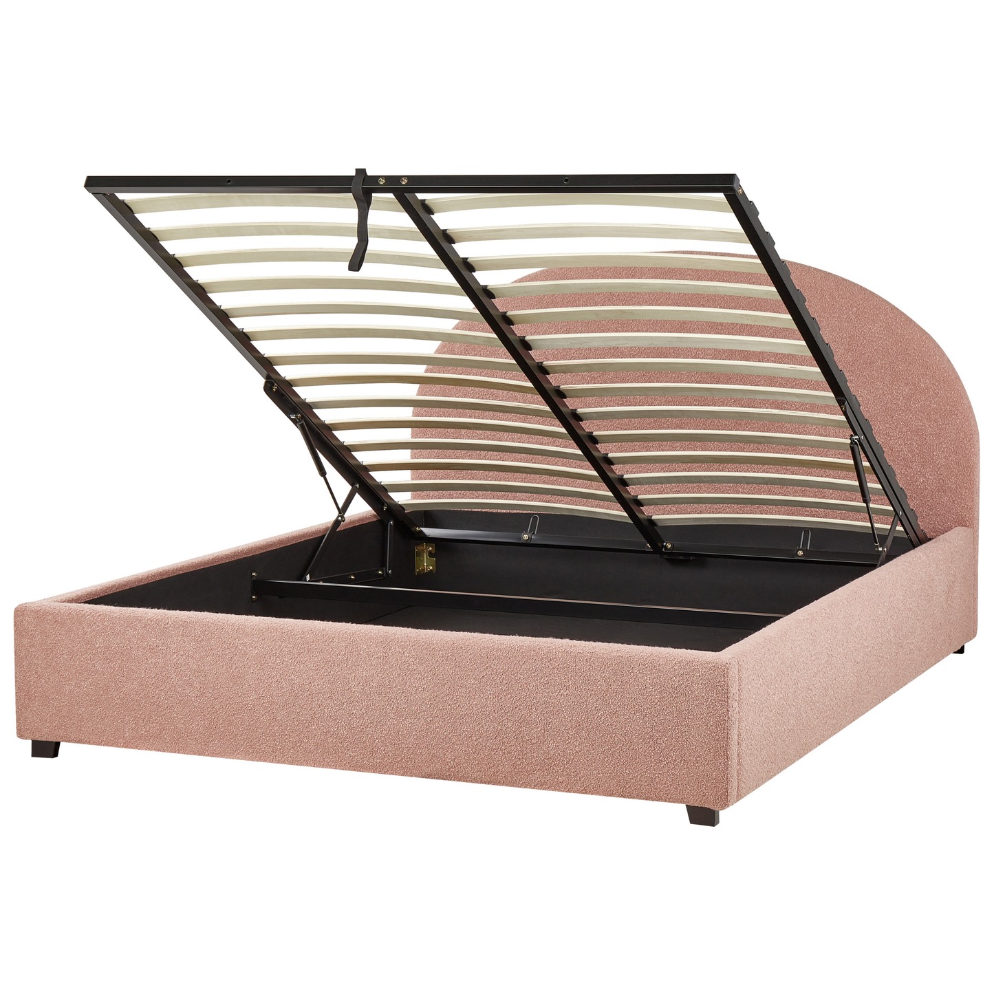 Bett mit Stauraum Bouclé VAUCLUSE 160 x 200 cm Pastellrosa