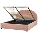 Bett mit Stauraum Bouclé VAUCLUSE 160 x 200 cm Pastellrosa