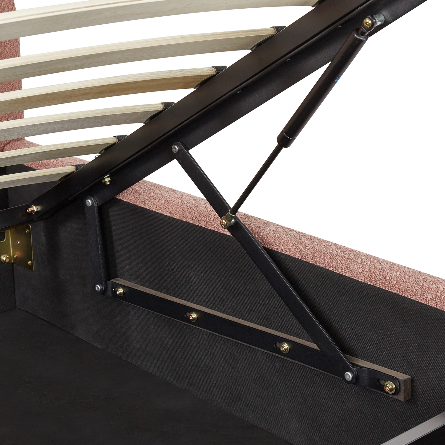 Bett mit Stauraum Bouclé VAUCLUSE 160 x 200 cm Pastellrosa