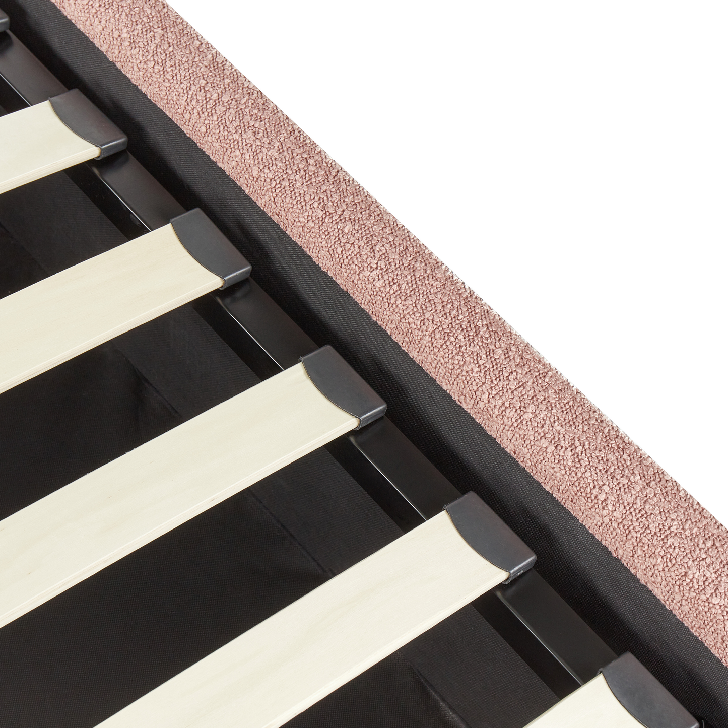 Bett mit Stauraum Bouclé VAUCLUSE 160 x 200 cm Pastellrosa