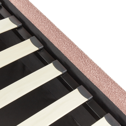 Bett mit Stauraum Bouclé VAUCLUSE 160 x 200 cm Pastellrosa