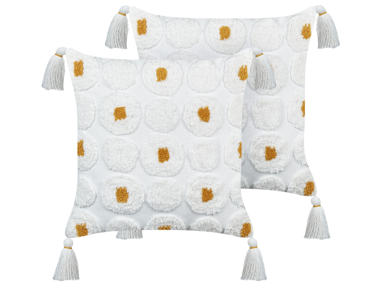 Dekokissen 2er Set AZALIA Baumwolle 45 x 45 cm Weiss Blumenmuster