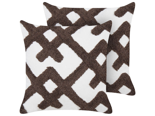 Dekokissen 2er Set CARNATION Baumwolle 45 x 45 cm Weiss Geometrisches Muster