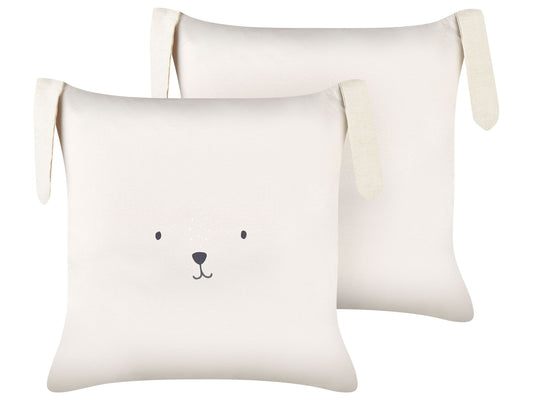 Kinder Dekokissen Hasenmotiv Baumwolle hellbeige 45 x 45 cm 2er Set CONEY