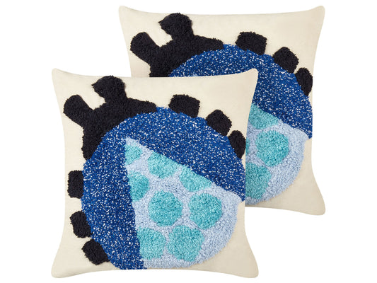 Baumwollkissen mit Marienkäfer-Motiv 45 x 45 cm 2er-Set mehrfarbig LADYBIRD