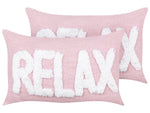 Dekokissen 2er Set RELAXIFY Baumwolle 30 x 50 cm Pastellrosa Mit Aufschrift
