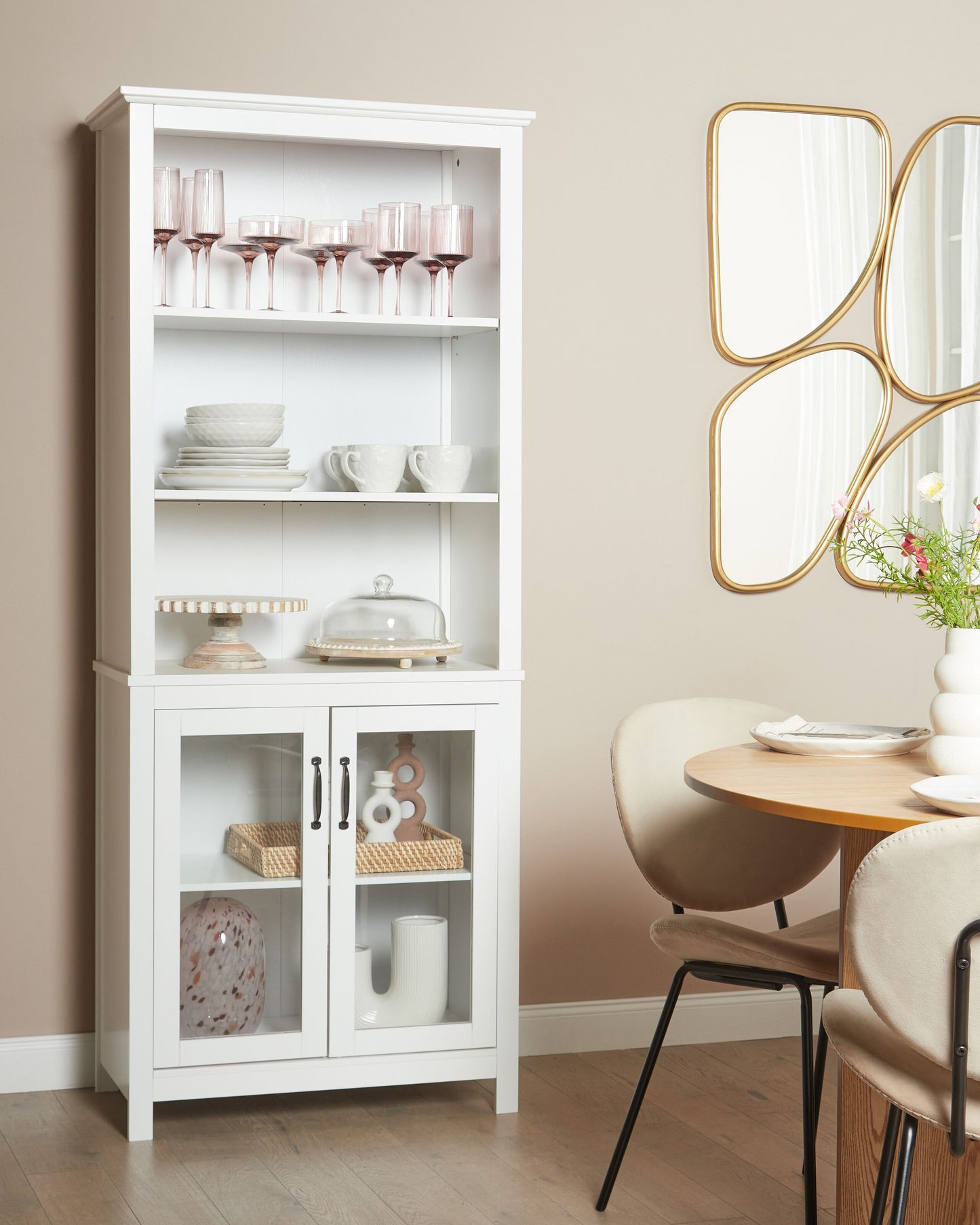 Vitrine mit Glastüren LUSBY 75 cm Weiss