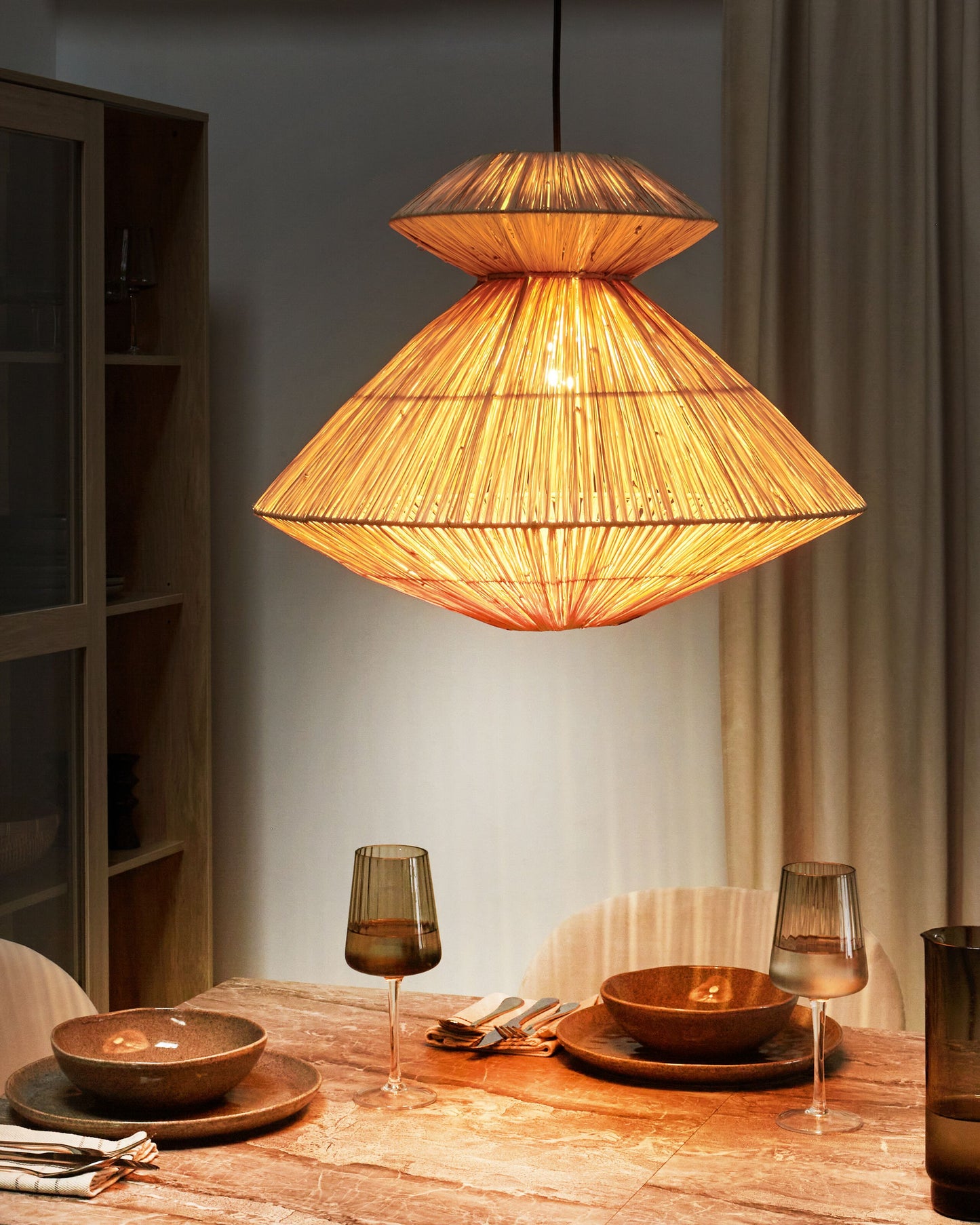 Hängelampe KEDAYAN Geflecht Naturfarben