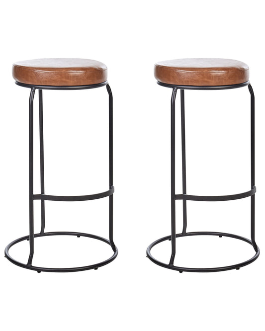 Set mit 2 Barhockern MILROY Kunstleder Braun