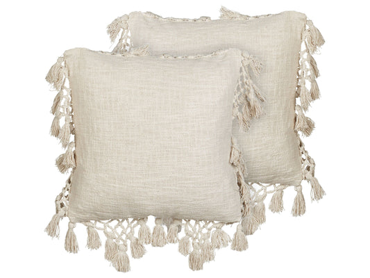 Dekokissen 2er Set OLEARIA Baumwolle 45 x 45 cm Beige Ohne Muster