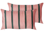 Dekokissen 2er Set CRODYLINE Samtstoff 35 x 60 cm Rosa Streifenmuster