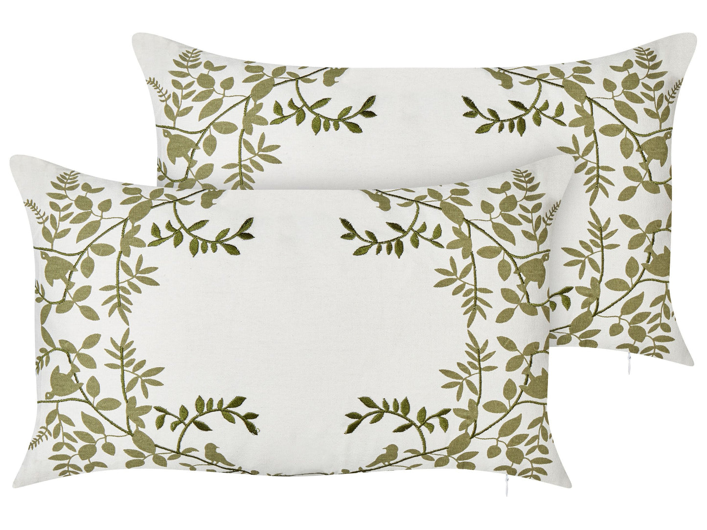 Dekokissen 2er Set ZALEYA Baumwolle 30 x 50 cm Weiss Blumenmuster