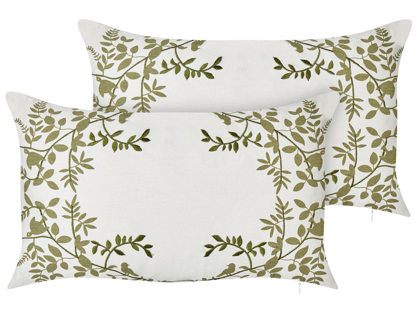 Dekokissen 2er Set ZALEYA Baumwolle 30 x 50 cm Weiss Blumenmuster