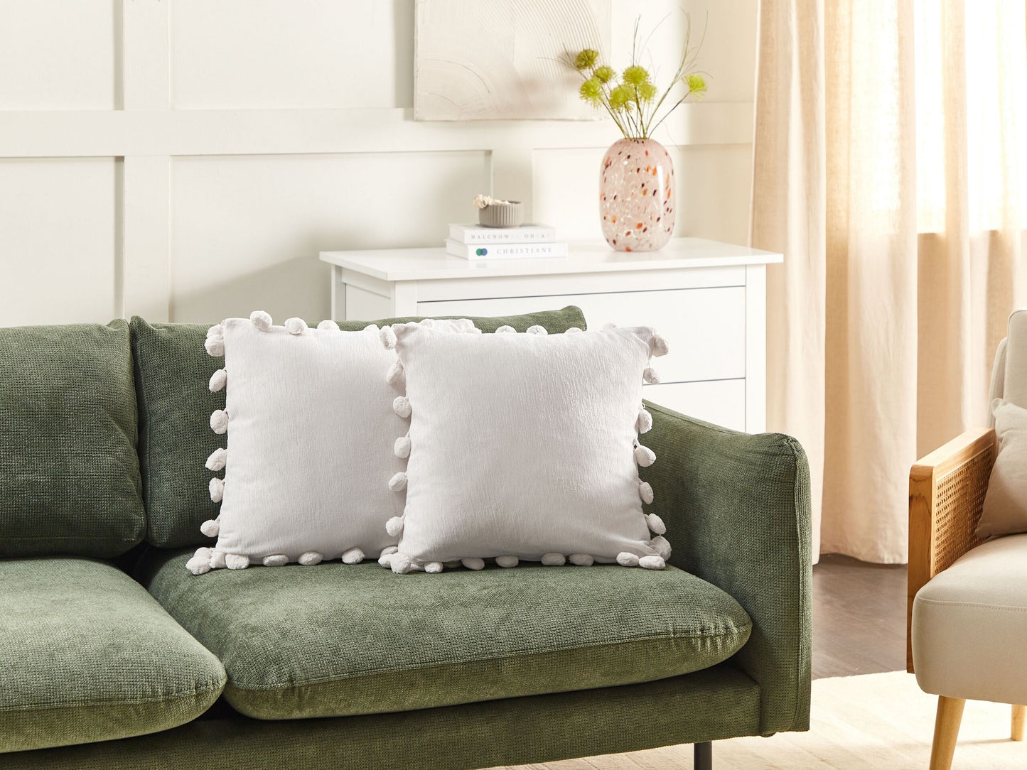 Dekokissen 2er Set JASMINE 45 x 45 cm Weiss Ohne Muster