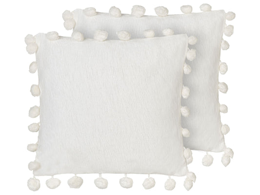 Dekokissen 2er Set JASMINE 45 x 45 cm Weiss Ohne Muster