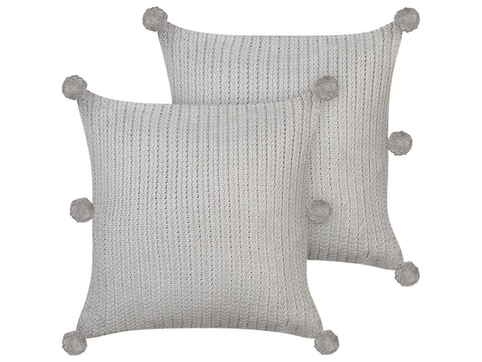 Dekokissen 2er Set OCOTEA Baumwolle 45 x 45 cm Grau Ohne Muster