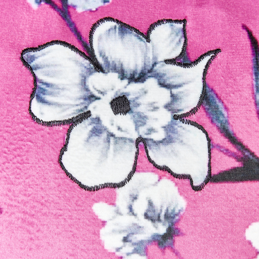 Dekokissen 2er Set KOELERIA Samtstoff 45 x 45 cm Fuchsia Blumenmuster