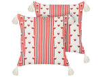 Dekokissen 2er Set BANKSIA Baumwolle 45 x 45 cm Rot Streifenmuster