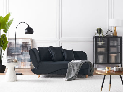 Chaiselongue Samtstoff schwarz mit Bettkasten linksseitig MERI II