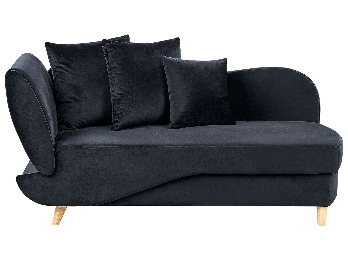 Chaiselongue Samtstoff schwarz mit Bettkasten linksseitig MERI II