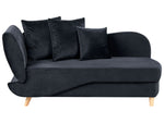 Chaiselongue Samtstoff schwarz mit Bettkasten linksseitig MERI II