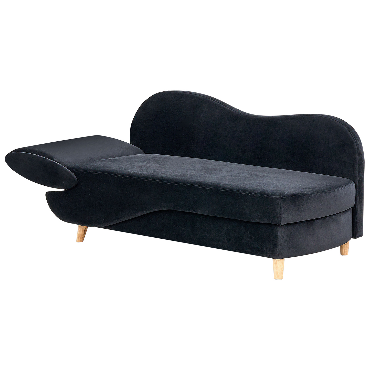Chaiselongue Samtstoff schwarz mit Bettkasten linksseitig MERI II