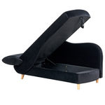 Chaiselongue Samtstoff schwarz mit Bettkasten linksseitig MERI II