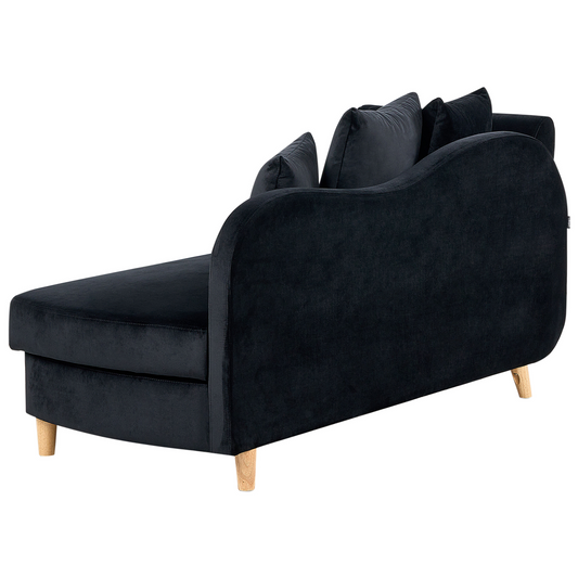 Chaiselongue Samtstoff schwarz mit Bettkasten linksseitig MERI II