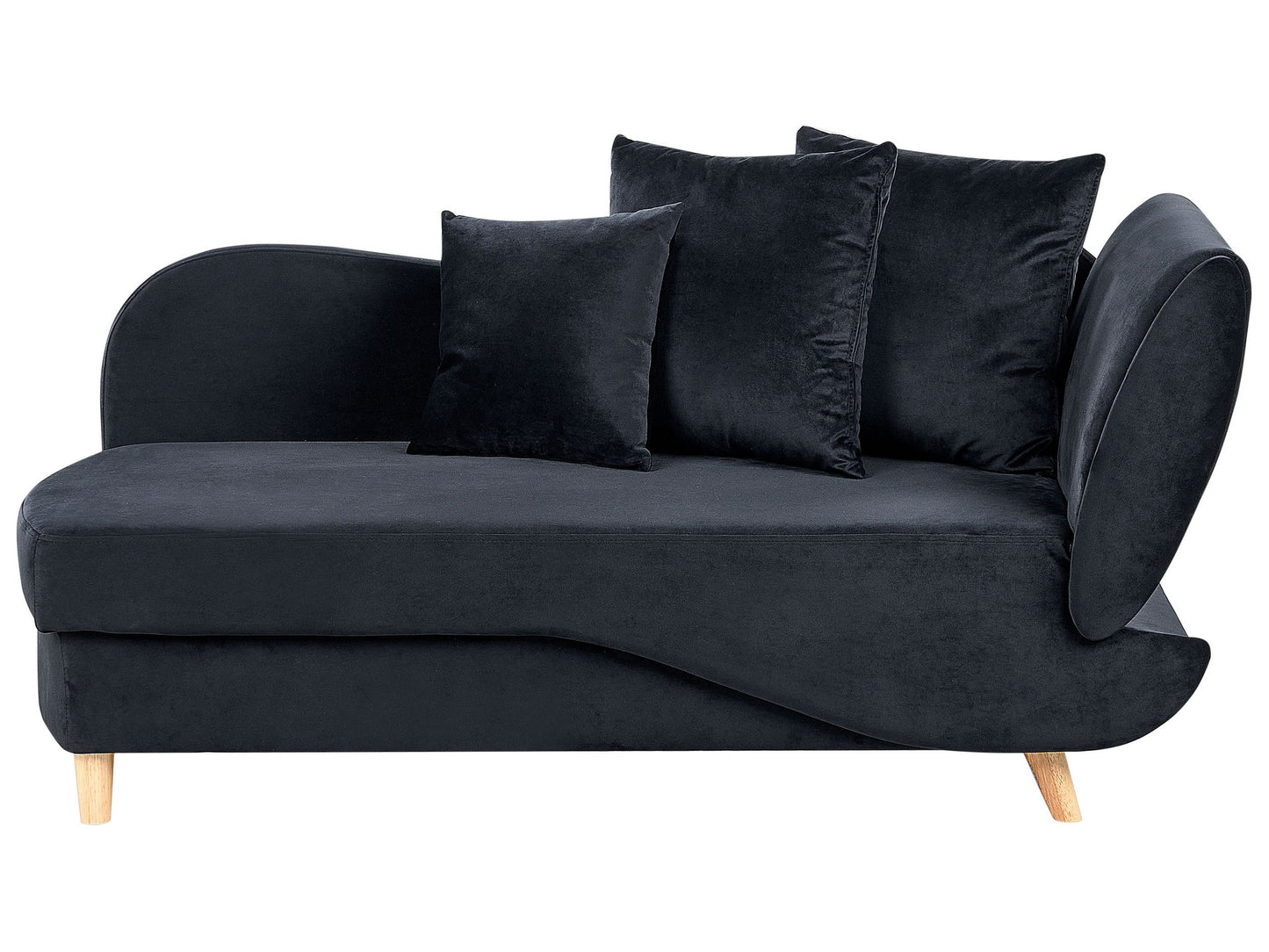 Chaiselongue Samtstoff schwarz mit Bettkasten rechtsseitig MERI II