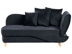 Chaiselongue Samtstoff schwarz mit Bettkasten rechtsseitig MERI II