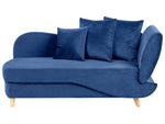 Chaiselongue Samtstoff marineblau mit Bettkasten rechtsseitig MERI II