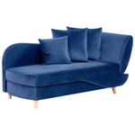 Chaiselongue Samtstoff marineblau mit Bettkasten rechtsseitig MERI II