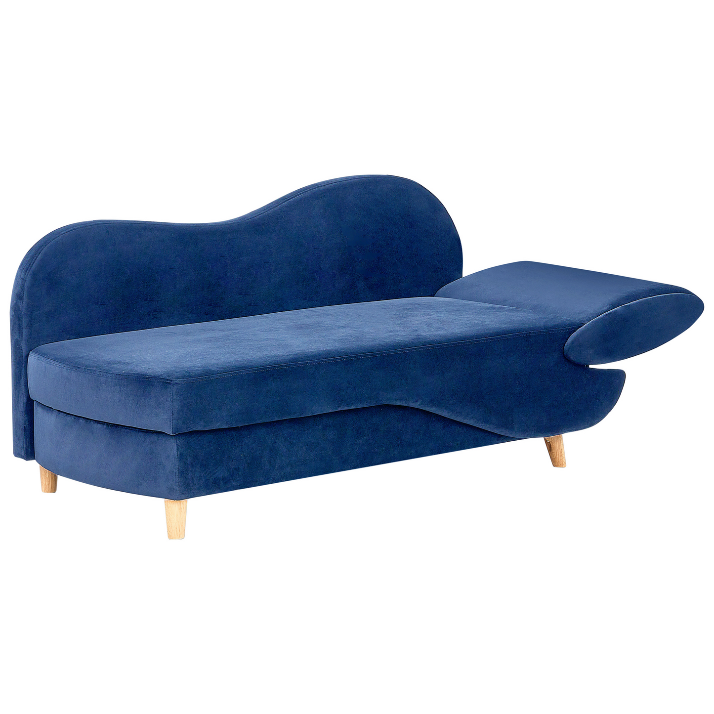 Chaiselongue Samtstoff marineblau mit Bettkasten rechtsseitig MERI II