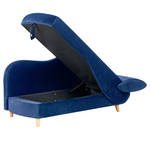 Chaiselongue Samtstoff marineblau mit Bettkasten rechtsseitig MERI II