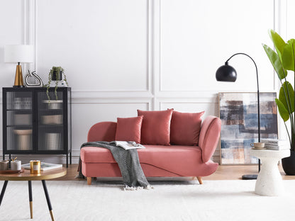 Chaiselongue Samtstoff rosa mit Bettkasten rechtsseitig MERI II