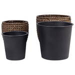 Set mit 3 Blumentöpfen BERBERIS PE Rattan 34/45 cm Dunkelbraun