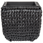 Set mit 2 Blumentöpfen BERBERIS PE Rattan 34/45 cm Schwarz