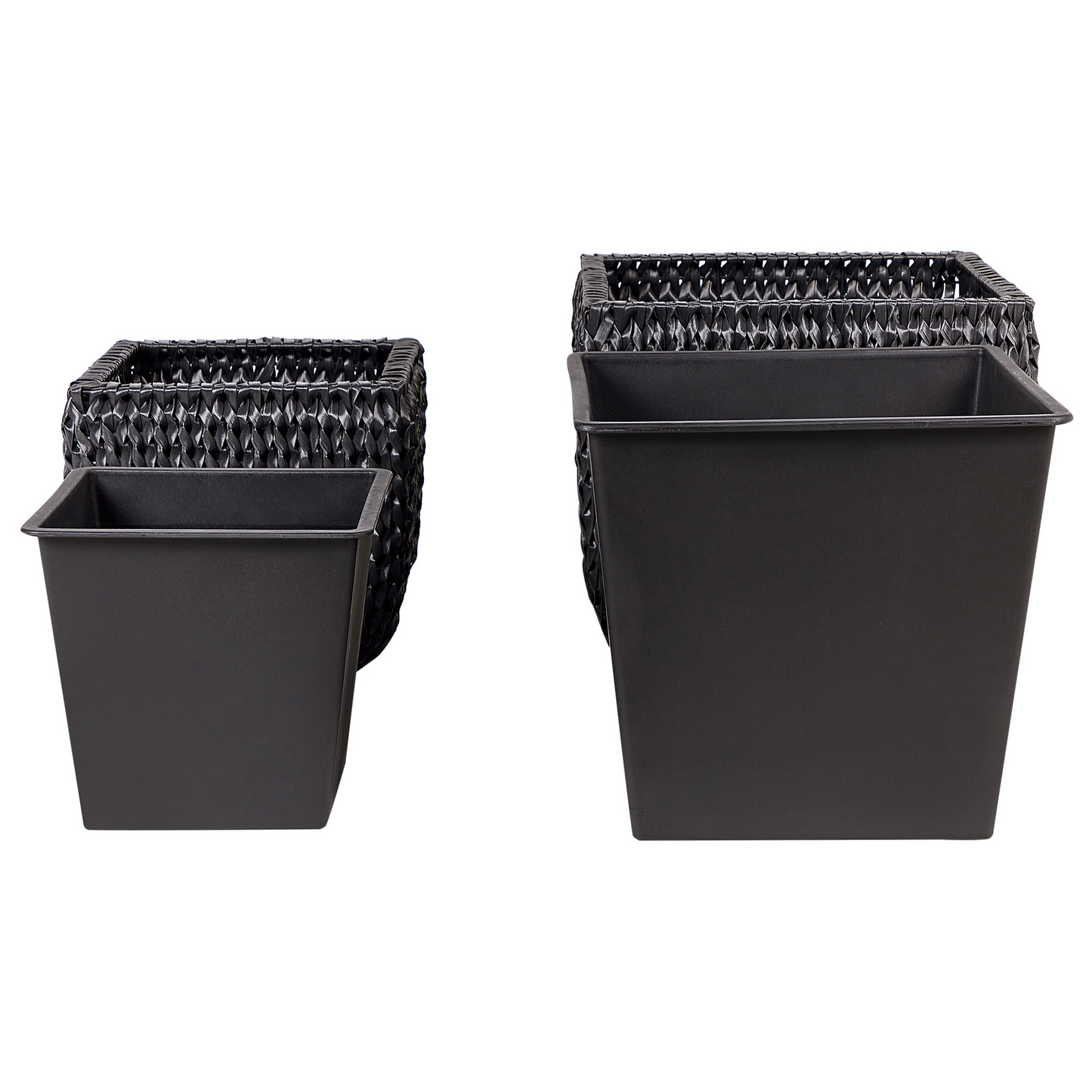 Set mit 2 Blumentöpfen BERBERIS PE Rattan 34/45 cm Schwarz